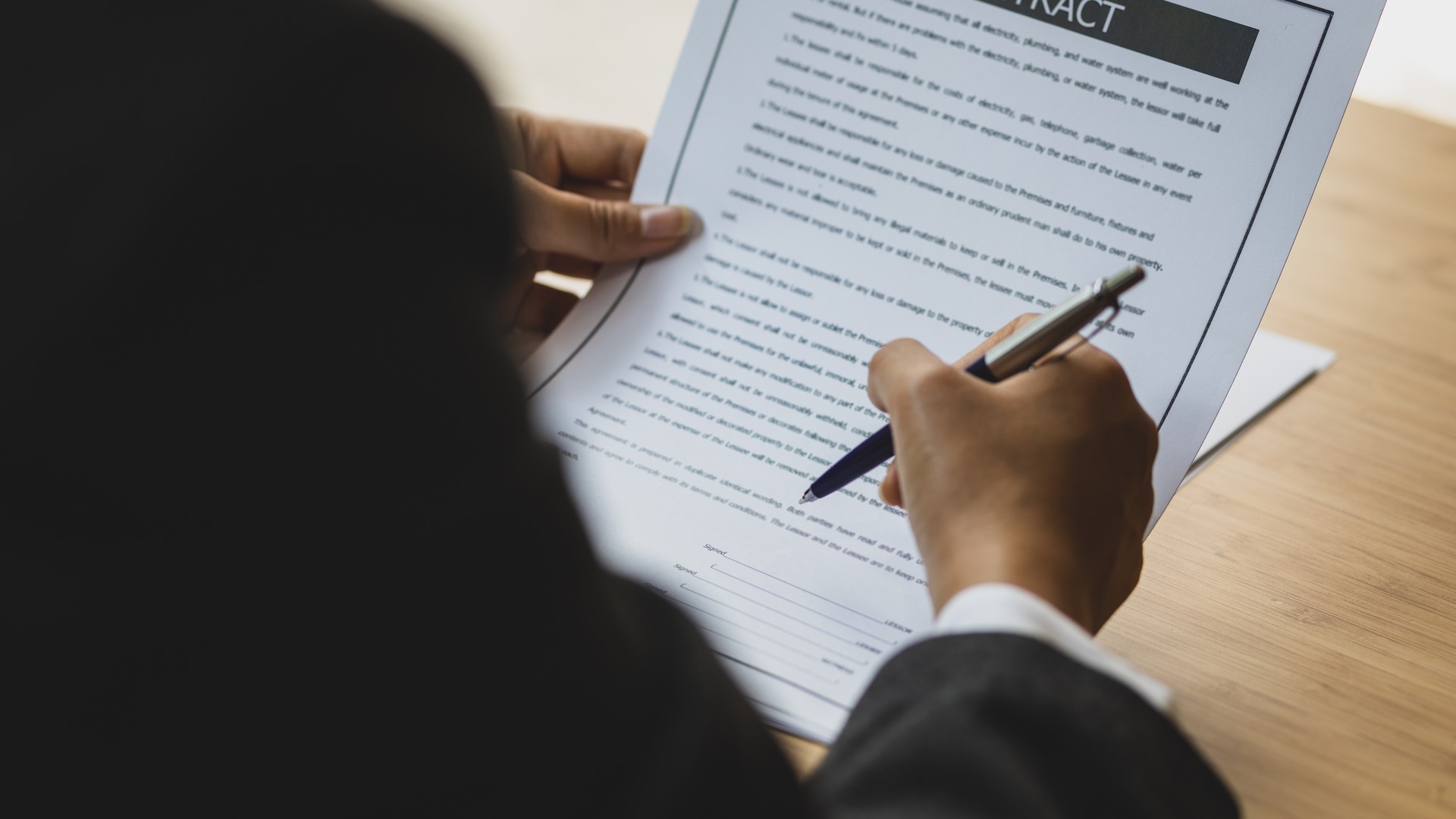 Attorney reviewing a business contract
